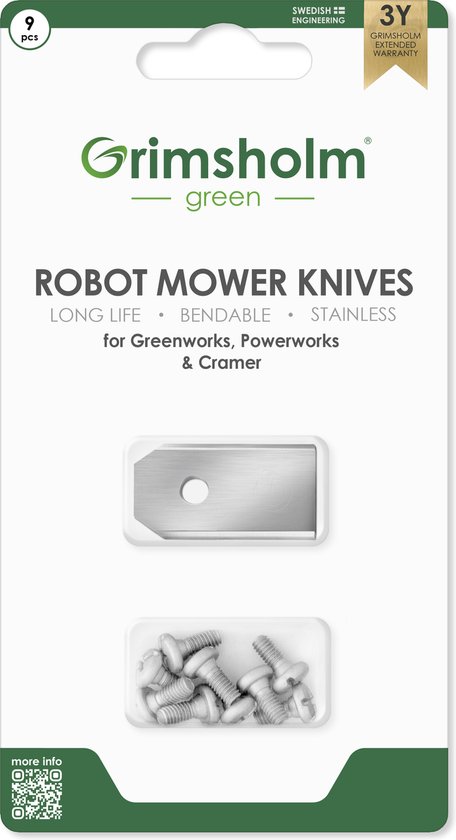 Grimsholm - Robotmaaiermessen - voor Greenworks, Powerworks, Cramer - 9 stuks van Grimsholm