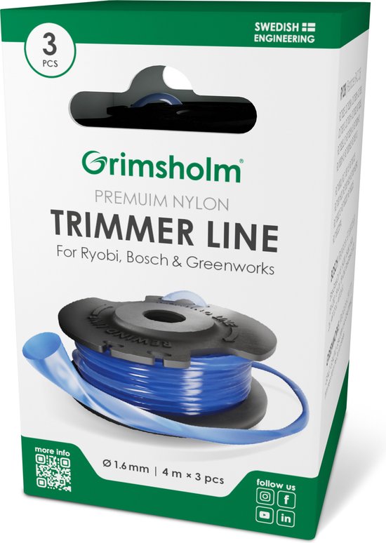 Grimsholm - Trimmerdraad - Ryobi - Bosch - Stiga - Greenworks - 4m - 3 stuks van Grimsholm