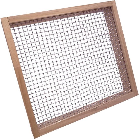 Grindzeef Tuin - Compostzeef Steen - Tuinieren Bodem Ziften - Houten Frame Metaalgaas - 36 x 30 x 6 cm
