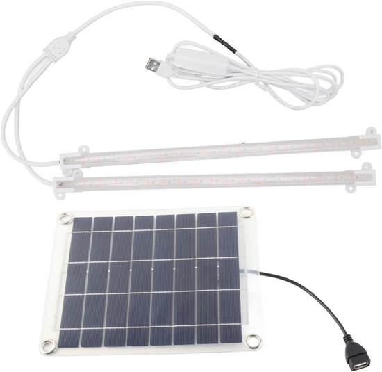 Groeilampen op zonne-energie - volledig spectrum led-lichtstrip voor binnentuin - balkon - kas - kruiden - groenten - potbloemen - energiezuinig (20 W) van Merkloos	