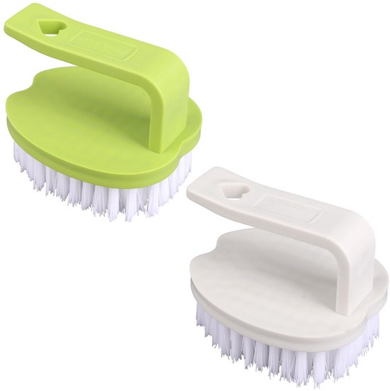 Groenteborstels, 8x7x6,5cm PP-Materiaal Fruit en Groenteborstel met Stijve Borstelharen en Handvat voor Fruit Aardappelen Wortelen Voedsel(Wit & Groen)