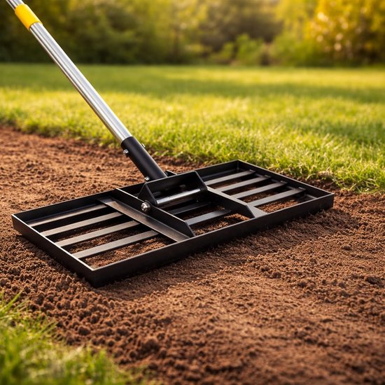 Grond Egalisatie Hark 198cm, RVS Tuingereedschap voor het Egaliseren van Gras, Zand en Tuinaarde, Ideaal voor Tuin en Gazon