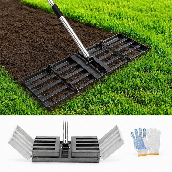 Grond egalisatiehark 76 x 25 cm met verstelbare steel van 85-195 cm voor een perfect gazon