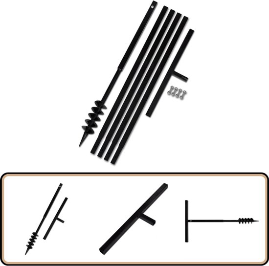 Grondboor 80 mm - 5 m verlengstuk - Staal Grondboor - Grondborst - Tuingereedschap - Tuinwerktuigen - Aardewerken van DeWitte