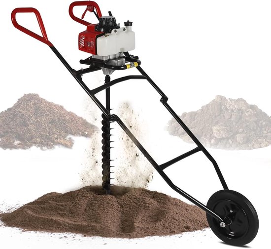 Grondboor - Aardboor - Gaten Boren - Krachtige 63CC Motor - 80mm Boor - Zwart