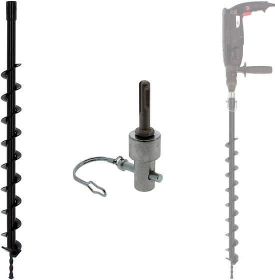 Grondboor - Aardeboor - Gaten Boren - Met SDS Plus Adapter - 60 mm Diameter - Zilverkleurig