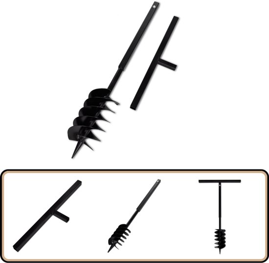 Grondboor met handvat - Zwart - 1 meter Grondboor - Tuingereedschap - Bodemonderzoek - Planten - Bemesten van Merkloos	