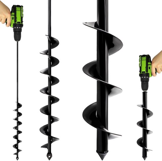 Grondboor Set - Tuingereedschap - Planten en palen - Ergonomisch ontwerp - 2 stuks 80cm - Zwart