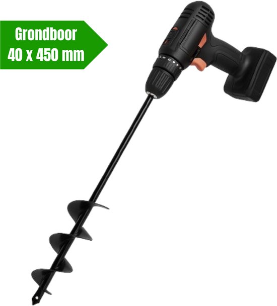 Grondboor voor Boormachine - Grondboor - 40 x 450 mm - Tuinboor – Bollenplanter - Staal van Kinzo Garden