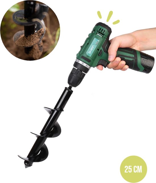 Grondboor voor Planten - 25 CM - Palenboor - Moestuin - Bollenplanter - Zwart van LuTrus