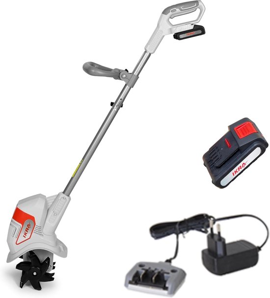 Grondfrees - Tuinfrees Cultivator - Bodem Losmaken - Snoerloos Werken - 19 cm Werkbreedte - Rood Grijs