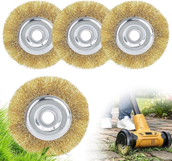Grondige Reiniging met 4-delige Voegenborstel Set - Rond Onkruidborstel 110x16mm voor Efficiënte Verwijdering van Onkruid en Vuil