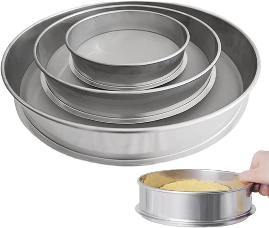 Grondzeef Set - Compost Zeef - Tuin Sorteren - Stapelbaar Ontwerp - 3 Delig - Zilver