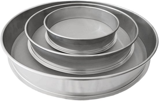 Grondzeef Set - Compost Zeef - Tuinieren en Compost - Drie Maaswijdtes - 3 Stuks - Zilver