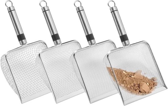 Grondzeef Set - Tuin Zeven - Tuinieren Compost - 4 Delig Met Handvat - 2-5 mm Instelbaar - Zilver