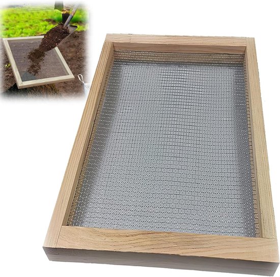 Grondzeef voor tuinieren - Handheld zeef voor compost - 1 stuk - Hout - 50x44 cm van Merkloos	
