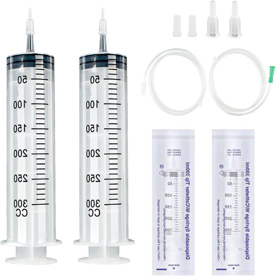Grote 300ml Herbruikbare Plastic Spuit met 1m Slang, Ideaal voor Laboratoria en Dierenspeciaalzaken, Zonder Naald voor Vloeistoffen van Merkloos	