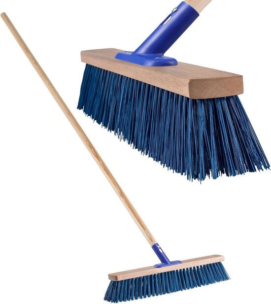 Grote Veegbezem - Buitenbezem Industrieel - Terras Reinigen - Slijtvast Nylon - 30 cm Breed - Blauw