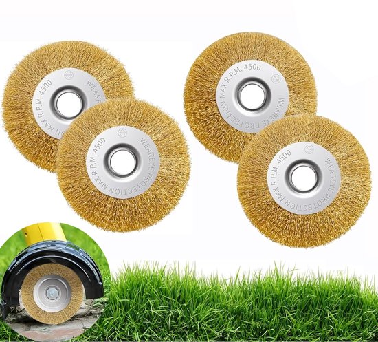 Grout Brush Set - 4-delige draadborstels voor het reinigen van voegen, geschikt voor Gloria Multibrush en Weedbrush, diameter 10 cm, tuin en voegen...