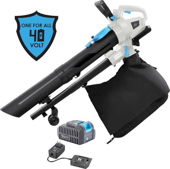 H-Ster Accu Bladblazer Leo 40 Volt - 3 IN 1 Blazen, zuigen en versnipperen - 187 km/h - incl. 40V accu en lader van Merkloos	