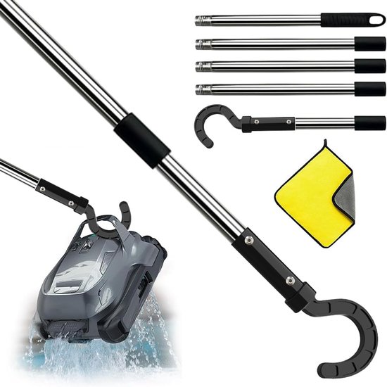 Haak voor poolrobot, Poolhaak voor stangen met telescoopsteel 185 cm, Poolhaak voor poolzuigerrobot, Poolreinigingsaccessoires haak, Generieke haak voor poolreiniger robottoebehoren
