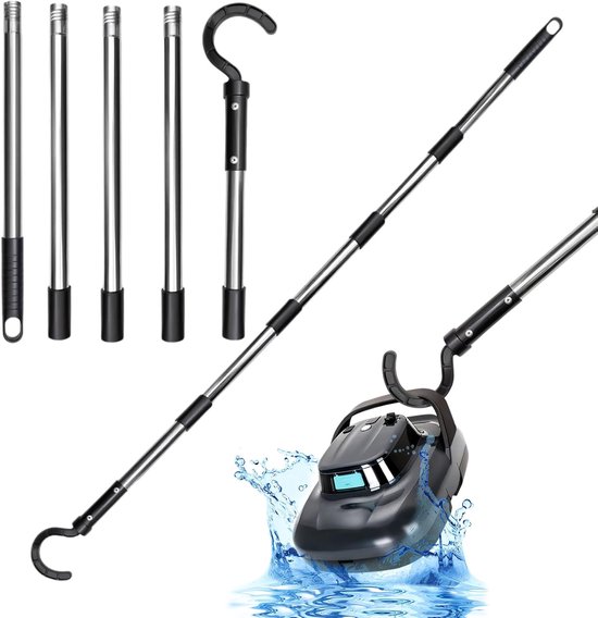 Haak voor zwembadrobot met telescoopstang, 185 cm, accessoirehaak voor zwembadzuigrobot, zwembadreinigingsaccessoires, haken, zwembadhaak voor stangen, algemene haken voor zwembadreiniger