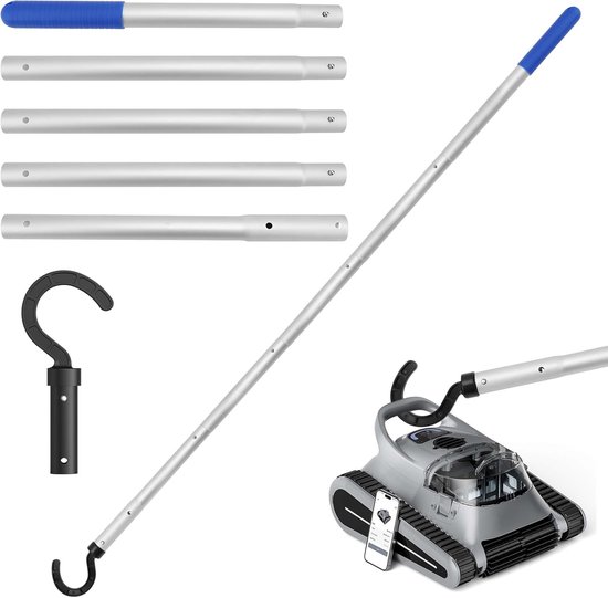 Haak voor zwembadrobot met telescoopstang, 185 cm, zwembadhaak voor zwembadstang, haken, zwembadrobot, zwembadreinigingsaccessoires, haken, accessoirehaak voor zwembadrobot