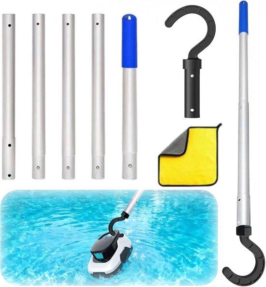 Haak voor zwembadrobot, zwembadhaak voor stangen, telescoopstang met haak, zwembad, 185 cm, accessoirehaak voor zwembadrobot, accessoirehaken voor zwembadrobots, accessoires voor zwembadrobot