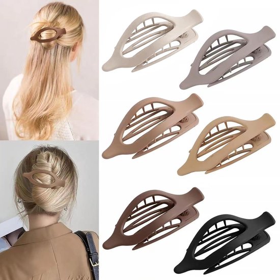 haarclips voor vrouwen, 6 stuks Franse platte haarclips aan de zijkant, 4,7 inch grote, sterke grip, antislip haarspeldjes, matte haarklauwen voor dik, dun/fijn/kort haar, elegante dagelijkse