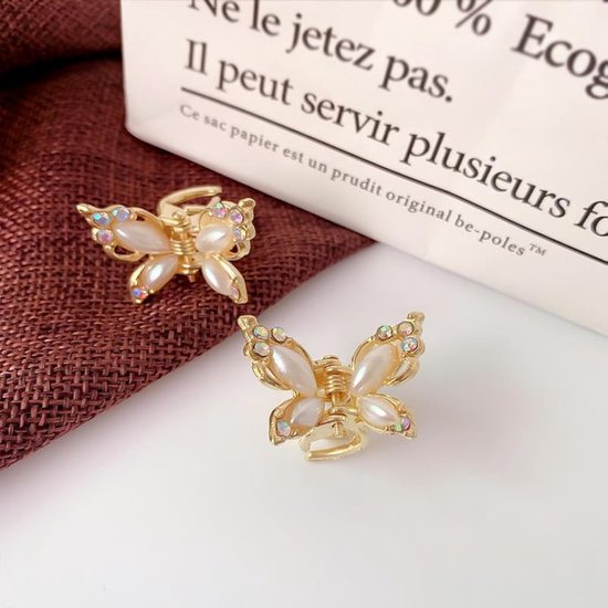 Haarklauwclips, klein, 2 stuks mini-haarklauwen voor feest, bruiloft, dagelijks, gouden haaraccessoires voor vrouwen, dames, meisjes, bloemen, meisjes, bruidsmeisjes