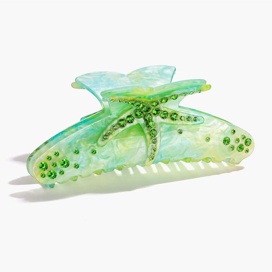 Haarklauwclips voor vrouwen, grote zeeschelp, haarclips met kristallen, trendy groene haarklemmen voor kakenclips, antislip haarklauwen voor dikke haaraccessoires