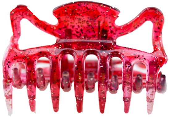 Haarklauwen 6 cm in rood met zilveren glitter - Made in Germany - WeLoveBeads
