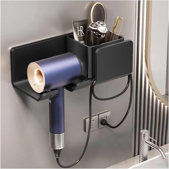Hair Dryer Holder voor Wandmontage - Adhesive Houder voor Föhn - Geen Boren Vereist - Voor Huizen, Kappers en Hotels van Merkloos	