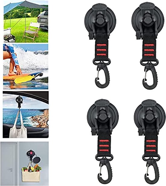 Haken zuignap - 4 stuks- Ophanghaak voor in tent - tot 10 kg-Voor camping, camper, huishouden, tent-Haak zonder te boren - Ophanghaken - Zuignap haken - Haak zonder te boren - Tentinrichting van Hak