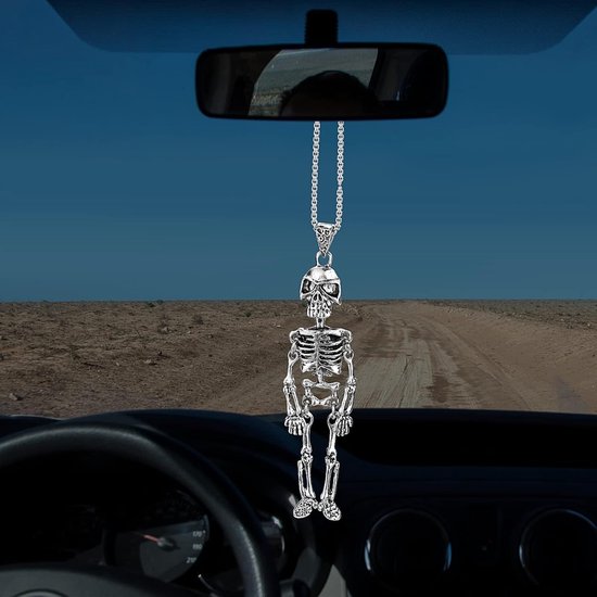 Halloween schedel auto opknoping ornament - coole auto achteruitkijkspiegel hangers - auto-interieur accessoires - Halloween decoraties voor auto en thuis feestbenodigdheden - skelet van Merkloos	
