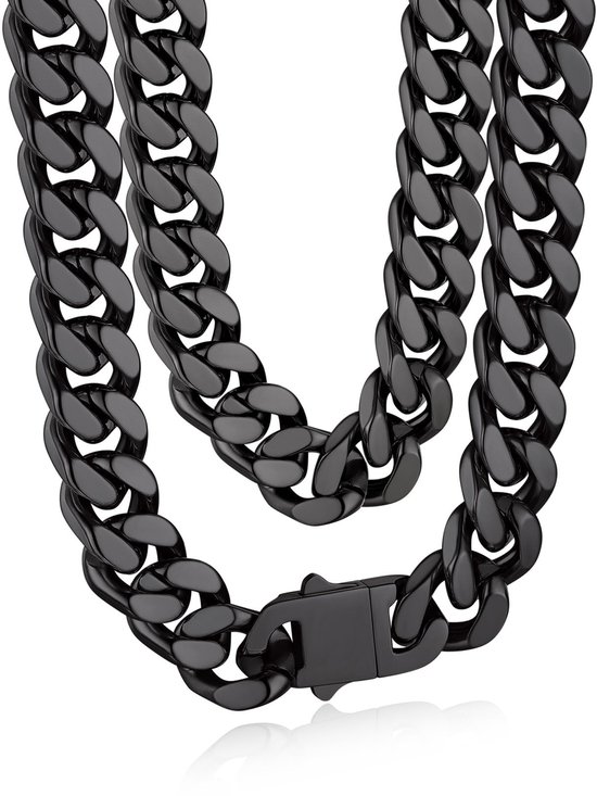 Halsketting voor heren, roestvrij staal, 5 mm breed, zilver/goud/zwarte ketting voor heren, selecteerbaar, 45 tot 76 cm lang, modesieraad, hiphop-ketting accessoires voor mannen en jongens