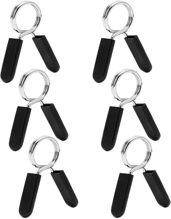 Halterstang - veersluiting - veersluitingen - gewichthendelklemmen voor halters - halterklemmen - haltersluitingen voor halters - veervergrendelingen - halterbevestiging - haltersluitingen 30 mm - 6 stuks - fitness accessoires - gewichtheffen