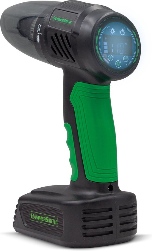 Hammersmith AirStorm - Snoerloze handstofzuiger & luchtcompressor met SOS-lampje & uitgebreide accessoireset - Autobanden oppompen - Bandenspanning controleren - Auto stofzuiger & pomp - Mail Order Edition