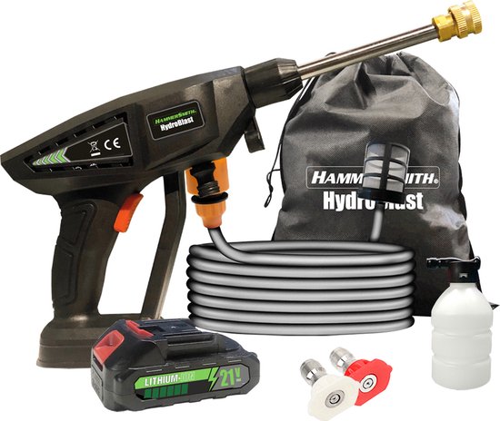 Hammersmith HydroBlast Accu Drukreiniger - Lichtgewicht en Compact - Werkt Zonder Wateraansluiting - Inclusief Accessoireset van Hammersmith
