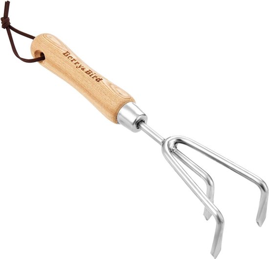 Hand Cultivator - Bodemwoeler Hark - Tuinonderhoud Onkruid - Roestvrij Staal Klauw - 29cm Lengte - Houtkleurig van Merkloos	