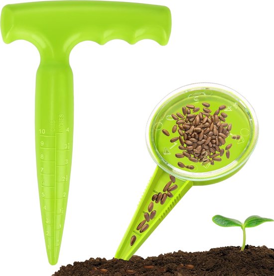 Hand Dibber met Meetlat voor Tuinieren - Bulb Planting Tool voor het Planten van Zaden en Bolgewassen - Tuinliefhebbers Keuze (Lichtgroen) van Merkloos	