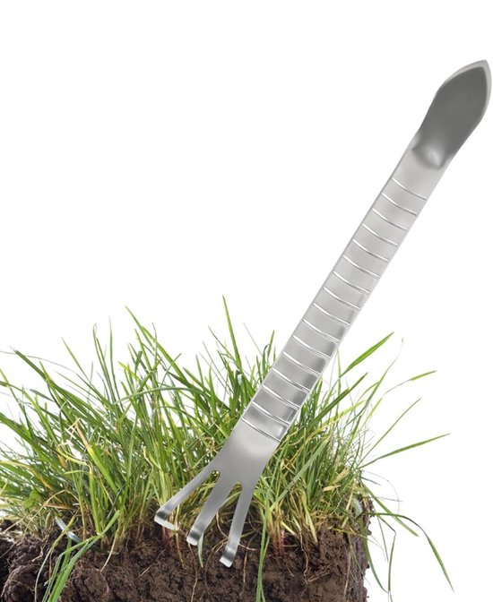 Hand Hark - Kleine Tuin Hark - Bodem Bewerken - Roestvrij Staal - 21.8 cm Lengte - Zilver