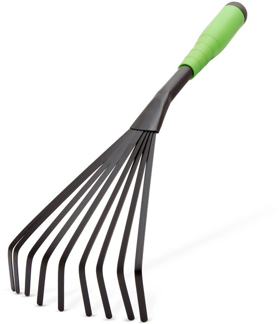 Hand Harkje Tuingereedschap – Handhark / Hand Rake – 140 mm Breed, 410 mm Lang – Stalen Kop – Kunststof Antislip Handvat – Voor Tuinieren en Planten [11289] van Merkloos	