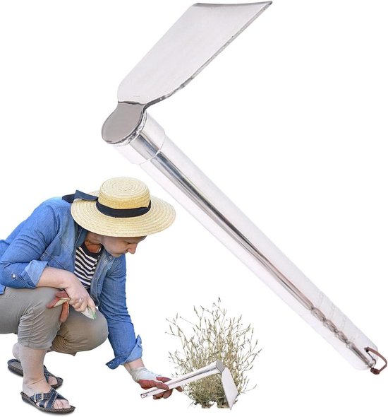 Hand Houten Schoffel - Tuin Schoffel - Bodem Losmaken - Ergonomisch Handvat - 39 cm - Zilver