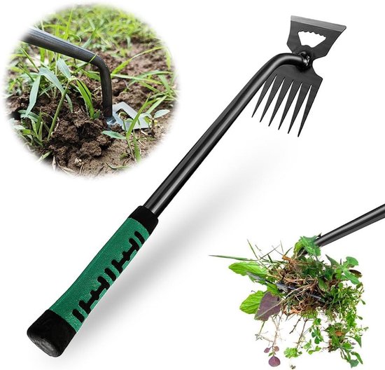 Hand Onkruidsteker - Onkruidverwijderaar Tuingereedschap - Onkruid Wieden - 6 Scherpe Tanden - 41 cm - Zilver