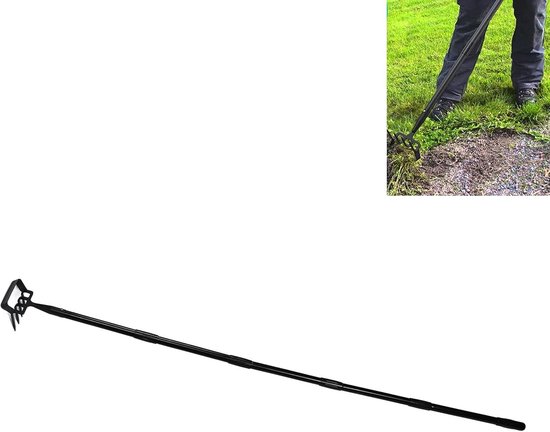 Hand Rake - Onkruid hark Tuin hark - Bodem losmaken - Verstelbare lengte - 43 cm - Zilver
