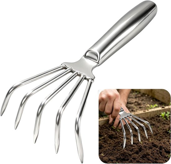 Hand Rake,RVS onkruid Puller Tool,Mini Garden Leaf Claw Rake