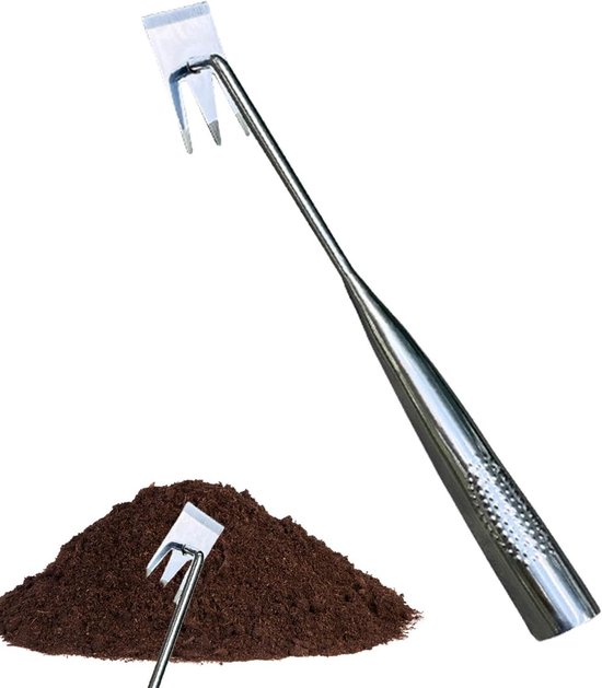 Hand Weeder Tool - Tuin Cultivator - Onkruid Verwijderen - Mangaanstaal Constructie - 4 x 8 x 4 cm - Grijs