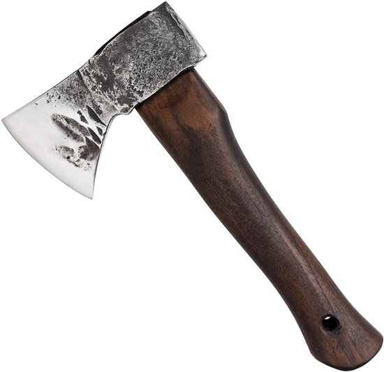 Handbijl Black Edition - Kleine bijl - Aanmaakhout maken - Handgesmeed koolstofstaal - 450 gram kop - Zwart