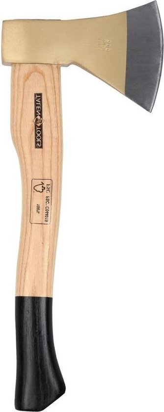 Handbijl met zwart handvat - 800 gram - 35 cm - Hakbijl - Outdoor camping kampeer bijlen metaal/hout van Kinzo Garden